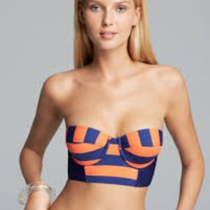 Splendid Orange and Navy Striped Bikini Set Size S